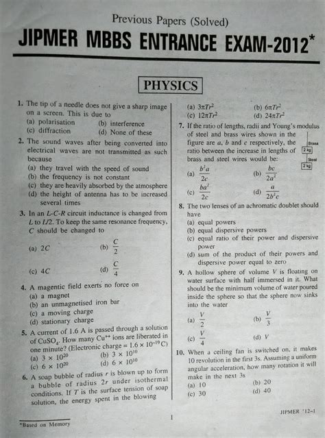 Download Jipmer Mbbs Entrance Exam 2012 Question Paper 