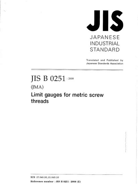 Jis B 0251 Threads Specifications