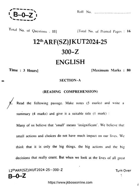 jk bose english notes for class 10th