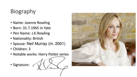 jk rowling biography powerpoint assignments