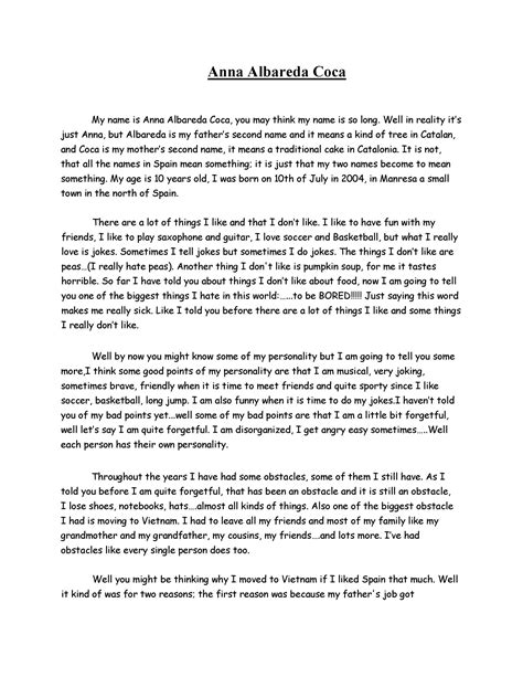 Job Autobiography Example
