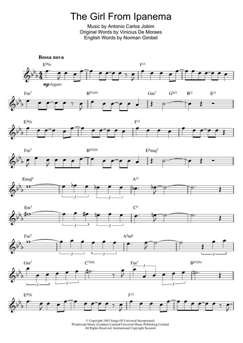 Download Jobim The Girl From Ipanema Sheet Music For Piano Solo 