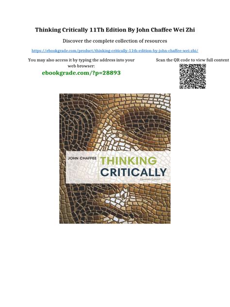 John Chaffee Thinking Critically 11th Edition Pdf