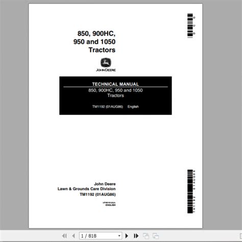 john deere 950 technical manual