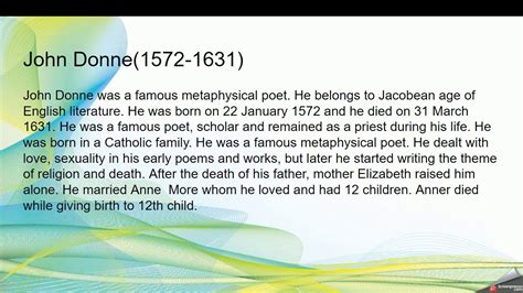 john donne biography timeline example