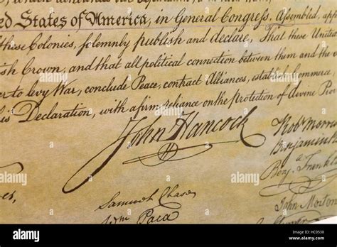 john hancock declaration of independence signature list