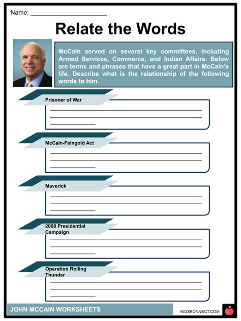 john mccain biography summary worksheet answers