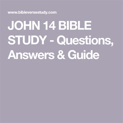 Read Online John Chapter 14 Questions 