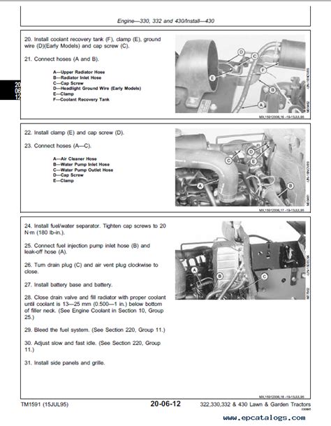 Download John Deere Lawn Tractor 322 330 332 430 Repair Manual 