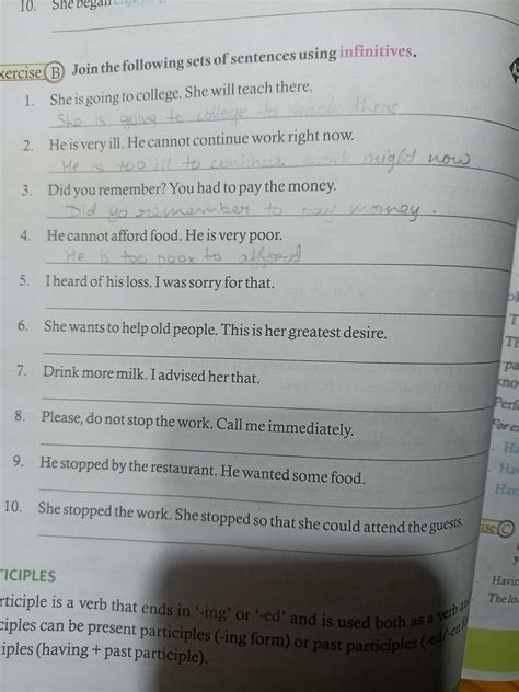 Join The Sentences Using Infinitives