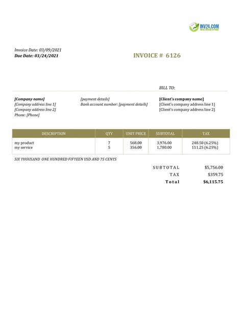 Joinery Invoice Template