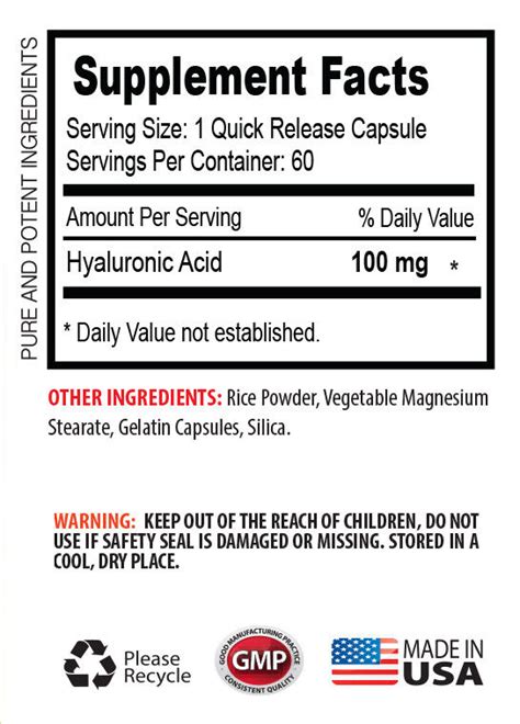 joint health formula - HYALURONIC ACID 100MG - eBay