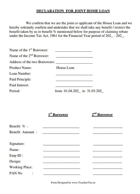 Joint Home Loan Declaration
