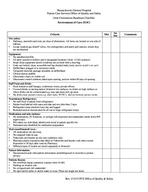 Read Online Joint Commission Life Safety Code Documentation Checklist 