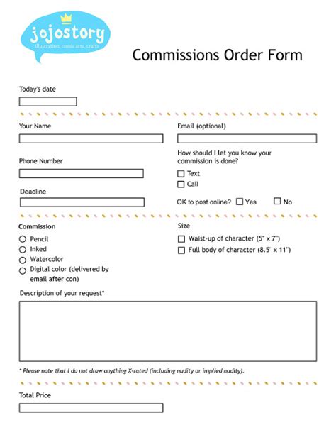 jojostory AA Tips Commission Order Forms