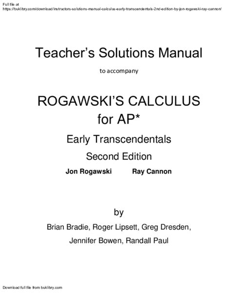 Full Download Jon Rogawski Calculus Solution Manual File Type Pdf 