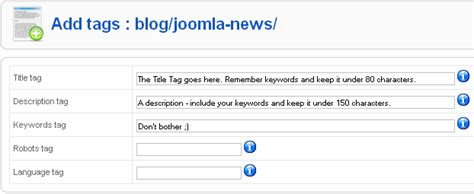 joomla meta tags