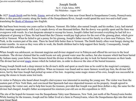 joseph smith biography summary form
