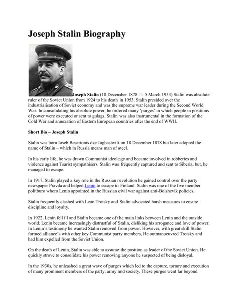 joseph stalin biography sparknotes