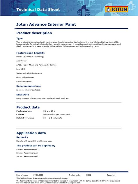 Jotun Paint Technical Data
