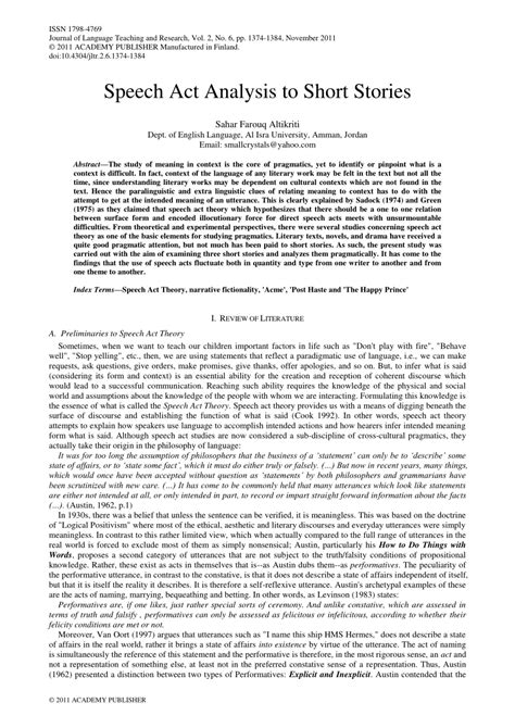 journal speech act analysis