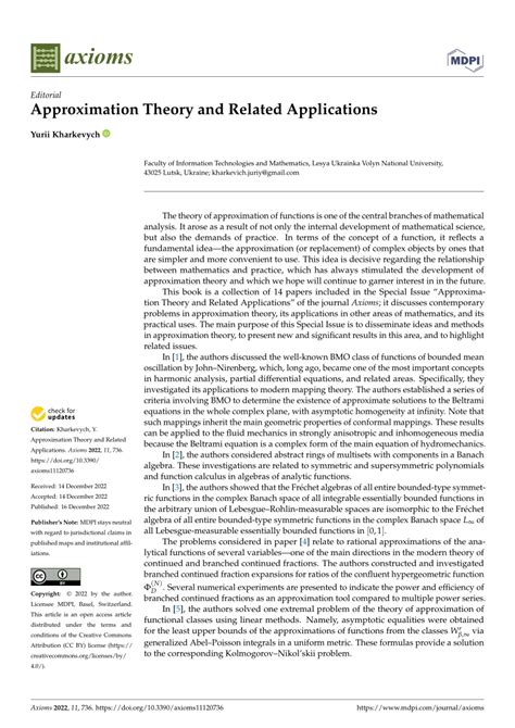 Read Journal Of Approximation Theory And Applications 
