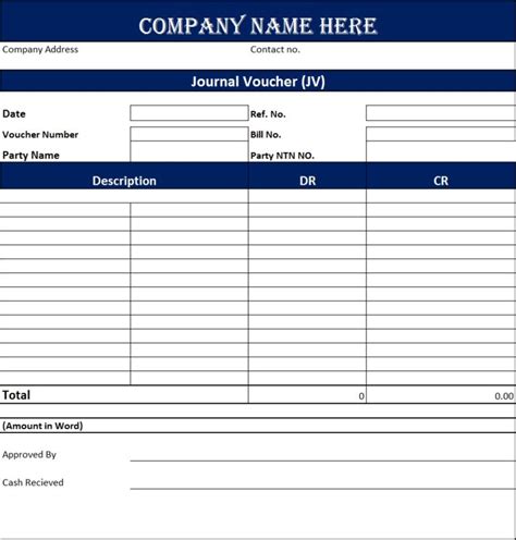 Download Journal Voucher Template Excel 