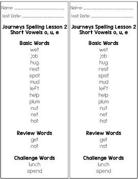 Journeys 2nd Grade Spelling Lists Tpt Journeys Second Grade Spelling List - Journeys Second Grade Spelling List