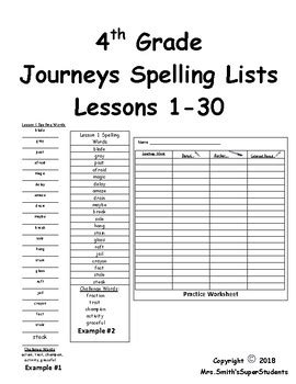 Journeys Spelling Lists 4th Grade Mrs Campbellu0027s Class Journeys Spelling List Grade 1 - Journeys Spelling List Grade 1