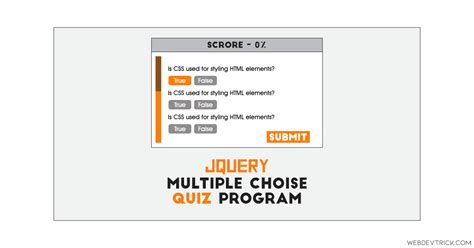 jquery multiple choice questions and answers