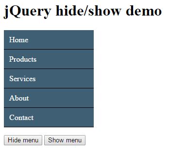 jquery show options example