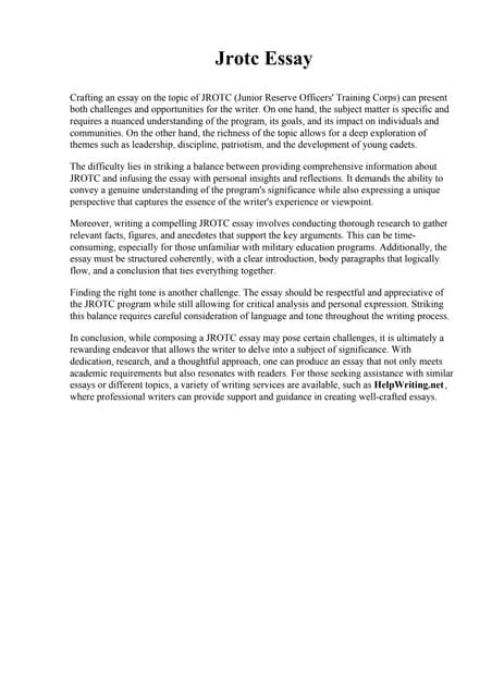 Full Download Jrotc Essay Papers 