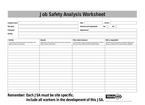Jsa Worksheet Free