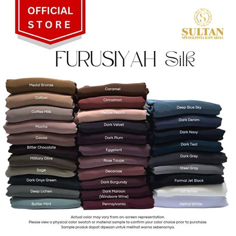 Jual 50cm Furusiyah Silk Polos Warna Lengkap Kain Warna Kain - Warna Kain