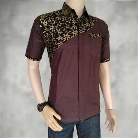 Jual Baju Batik Kombinasi Baju Batik Kombinasi Polos Kemeja Batik Kombinasi Polos - Kemeja Batik Kombinasi Polos