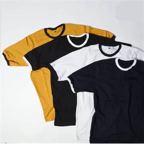 Jual Kaos Polos Basic Tees Warna Kombinasi Hitam Mentahan Kaos Putih - Mentahan Kaos Putih