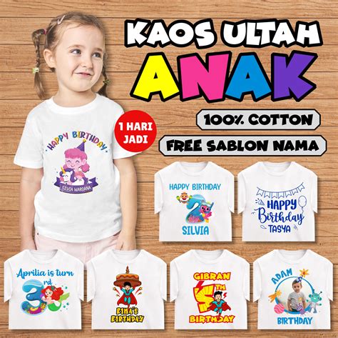 Jual Kaos Ulang Tahun Anak Kaos Sablon Anak Contoh Gambar Sablon Kaos Anak Sd - Contoh Gambar Sablon Kaos Anak Sd