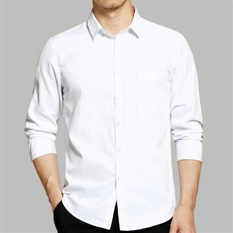 Jual Putih Polos Baju Kemeja Pria Katun Stretch Baju Putih Polos - Baju Putih Polos
