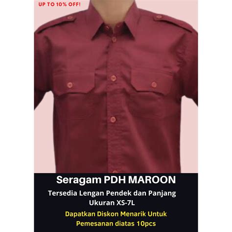 Jual Seragam Kemeja Pdh Merah Maroon Ukuran Xs Baju Pdh Merah Maroon - Baju Pdh Merah Maroon