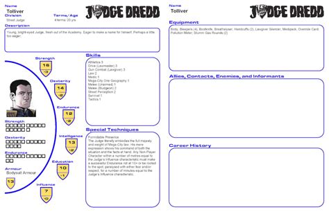 judge dredd character biography form