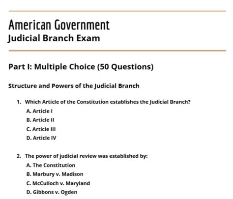 judicial branch test answer key