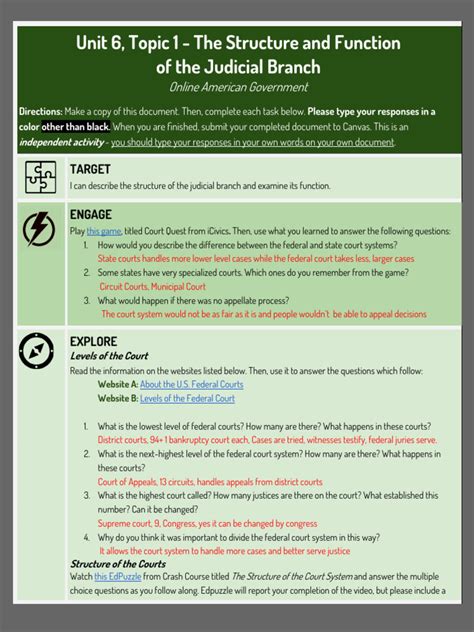 Read Judicial Branch Study Guide Answers Unit 6 