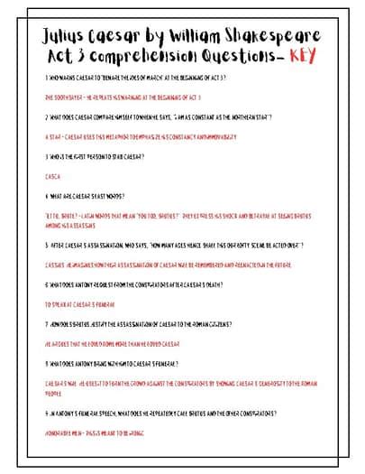 julius caesar act three comprehension check answers