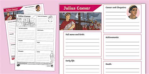 julius caesar biography questions template