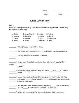 julius caesar final exam test answers