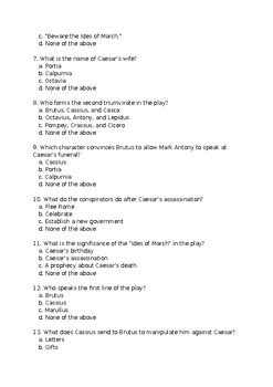 Julius Caesar Multiple Choice Questions