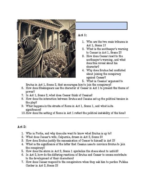 Julius Caesar Study Guide William Shakespeare