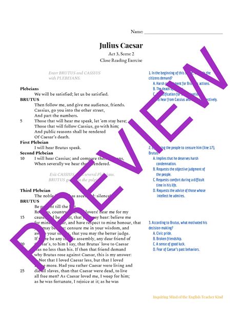 Read Online Julius Caesar Act 3 Reading And Study Guide Answer Key 
