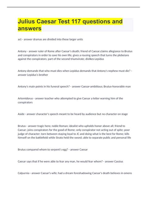 Full Download Julius Caesar Holt Selection Test Answers 