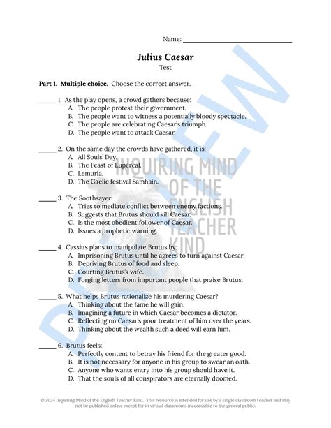 Read Online Julius Caesar Test Answer Key Multiple Choice 